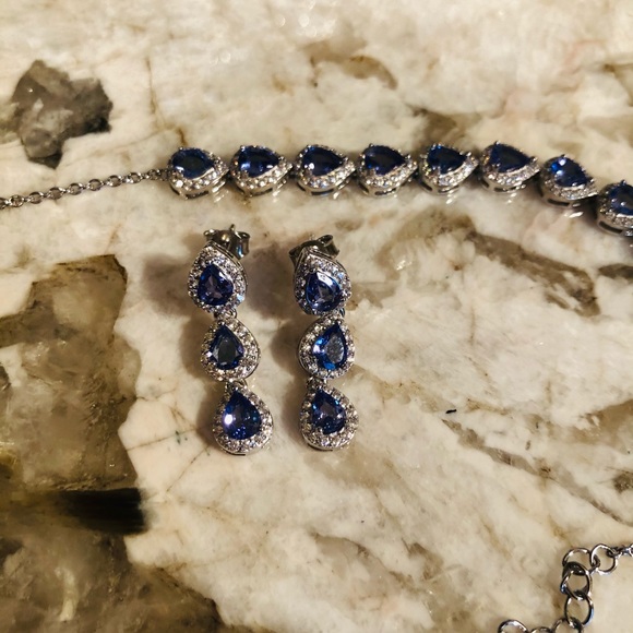 Tanzanite sterling silver bracelet & earrings SET - Picture 6 of 6